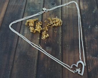 Sterling Silver Heart Puzzle Necklace, Handmade Everyday Jewelry