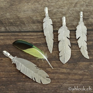 Silver Feather Pendant, Feather Charm Pendant, Unisex Jewelry, Gift for her, Gift for Him