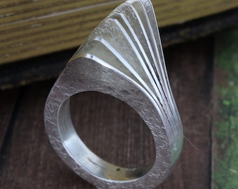 Book pages-shaped Sterling Silver Ring, Handmade Jewelry