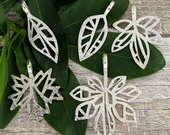 Handmade Sterling Silver Leaf Pendant, Natural Charm Jewelry