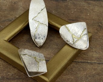 Sterling Silver & 18k Gold Pendant: Handmade Geometric Jewelry