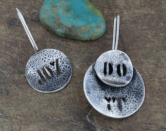 Asymmetrical Sterling Silver Dangle Earrings, Joy & Do It, Handmade