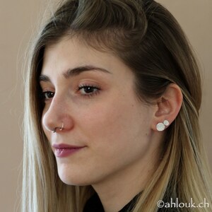 Handmade Sterling Silver Round Stud Earrings, Everyday Jewelry image 5