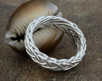 Handmade Sterling Silver Braided Ring, Minimalist Unisex Jewelry