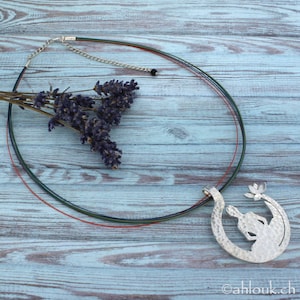 Yoga Pendant Necklace, Meditation Symbol Jewelry, Lotus Flower, Gift for Her