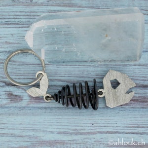 Fish Charm Keychains in Sterling Silver, Fish Skeleton keychain, Gift for him, Father&#39;s Day gift