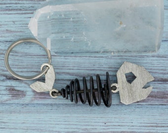Sterling Silver Fish Skeleton Keychain, Handmade Novelty Gift