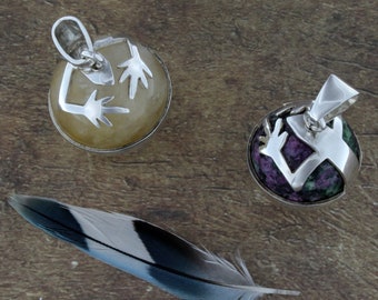 Spherical Lizard Pendant, Sterling Silver and Gemstone, Animal Pendant for Women, Gift for her