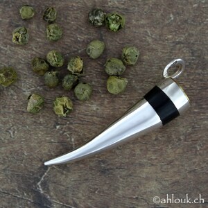 Drinking Horn Viking Pendant, Sterling Silver Ebony wood & Brass, Aegir Man Pendant, Gift for him, Father&#39;s Day gift