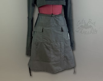 Black Patchwork a line skirt with pockets