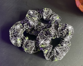 Spider Web Halloween Scrunchie, Gothic Hair Tie