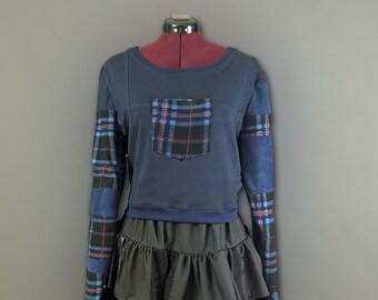Blue Patchwork Sweatshirt