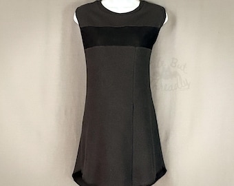 Black Cotton Waffle Knit Sleeveless Dress, L,XL