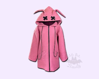 Dead Fuzzy Bunny Coat, Oversized Fluffy Pink Coat, large-X-Large, upcycled and eco friendly