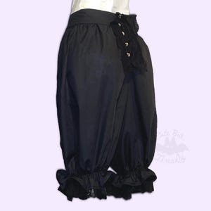Black Gothic Bloomer Shorts, Bloomer style pants, button up Victorian bloomers, women&#39;s steampunk pants