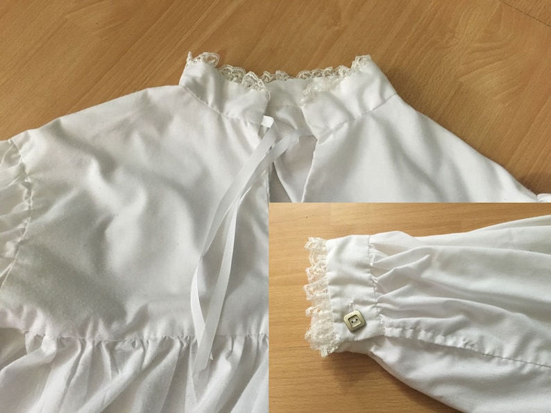 Lace Collared Peasant Blouose Available in White Medieval Renaissance Shirt Beige or Black and Your Custom Size LARP Shirt