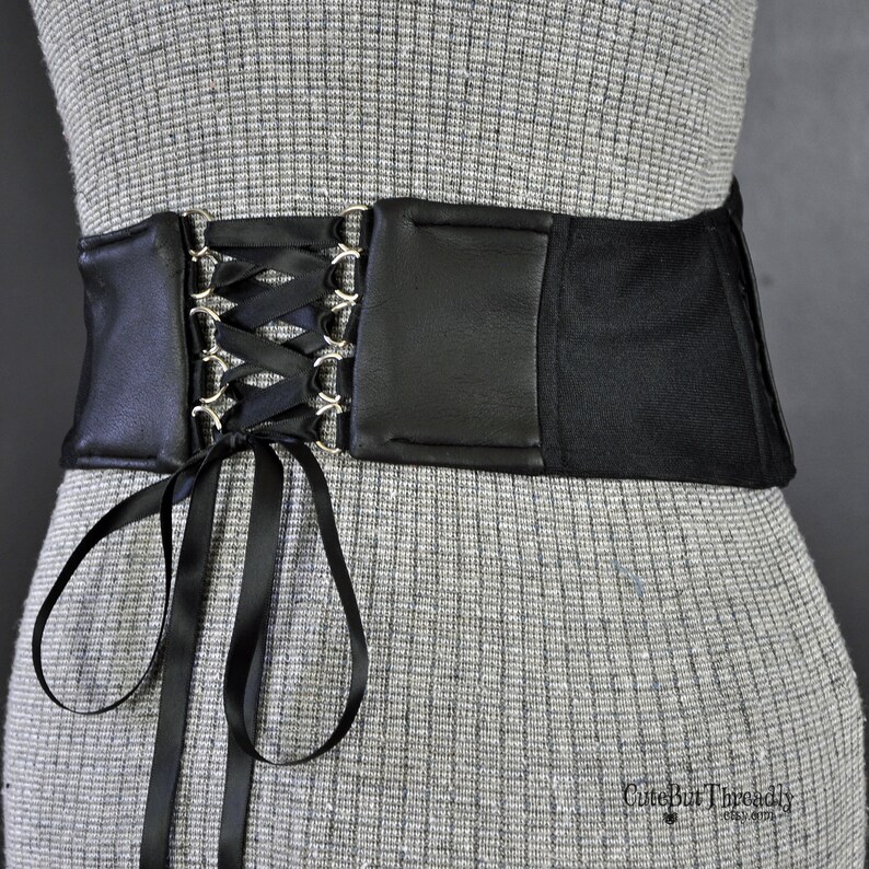 Skull and Lace Waist Cincher Gothic Corset Belt Black Vegan Etsy