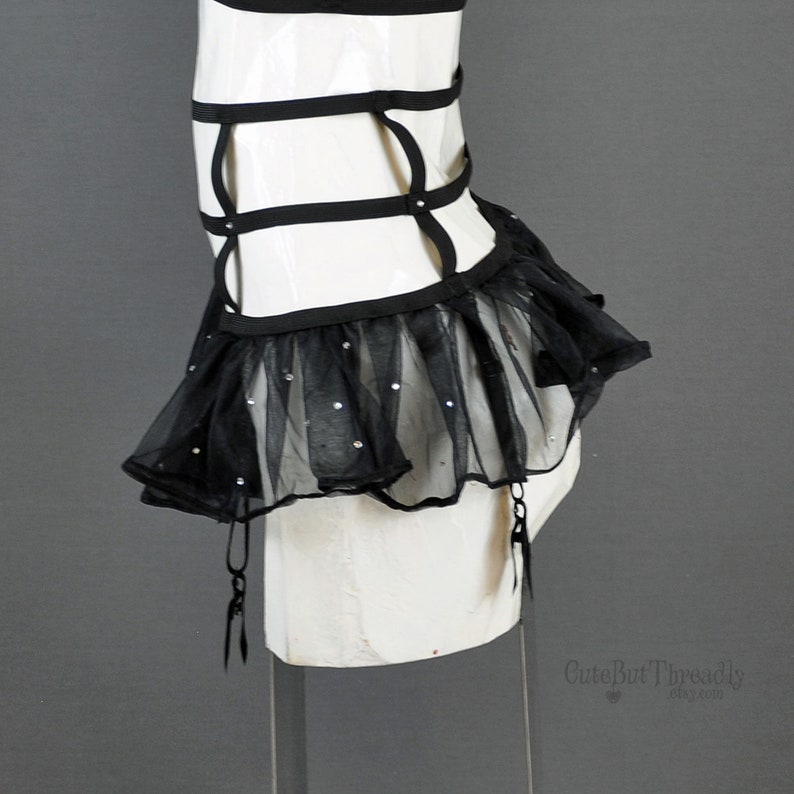 Gothic Faerie Garter Belt Strappy Garter Belt With Tutu Etsy
