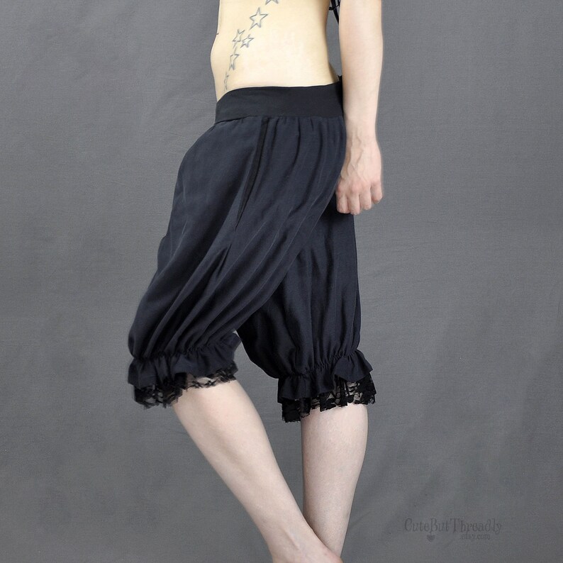 Black Gothic Bloomer Shorts Bloomer Style Pants Button up Etsy