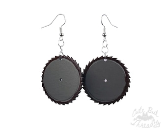 Bloody Saw Blade Earrings, 3D Printed Gothic Earrings, Halloween Earrings