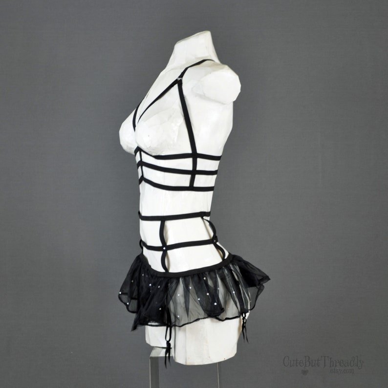 Gothic Faerie Garter Belt Strappy Garter Belt With Tutu Etsy