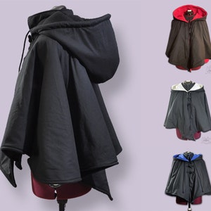 Custom Colours Fleece Lined Capelet,  Hooded Half Cloak, Cozy Fall Poncho, Cosplay LARP Cloak