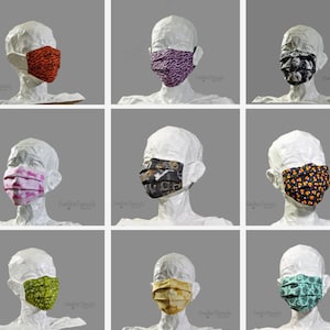 Reusable Cotton Face Mask, 3 Layer Dust Mask, Washable Face Cover with elastic straps and removable nose wire, Halloween Prints