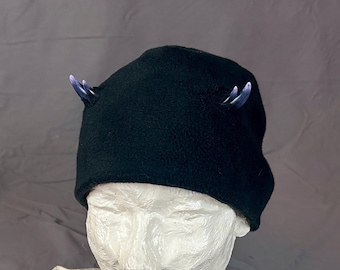 Horned Fleece Winter Hat,  Gothic Devil Winter Hat,  Custom Colours and Size