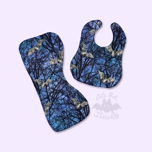 Baby-Fledermaus-Lätzchen-Set in blau, gruselige niedliche Halloween-Baby-Geschenke, Punk-Rock-Baby, Baby-Dusche-Geschenke