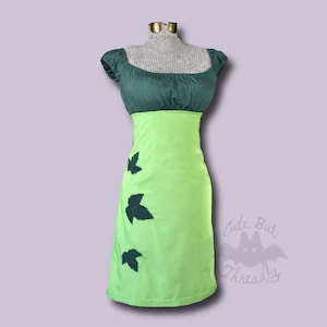 Ivy Dress, Poison Ivy Fitted Babydoll Dress, Green Leaf Cosplay Dress, Womens Halloween Costume,