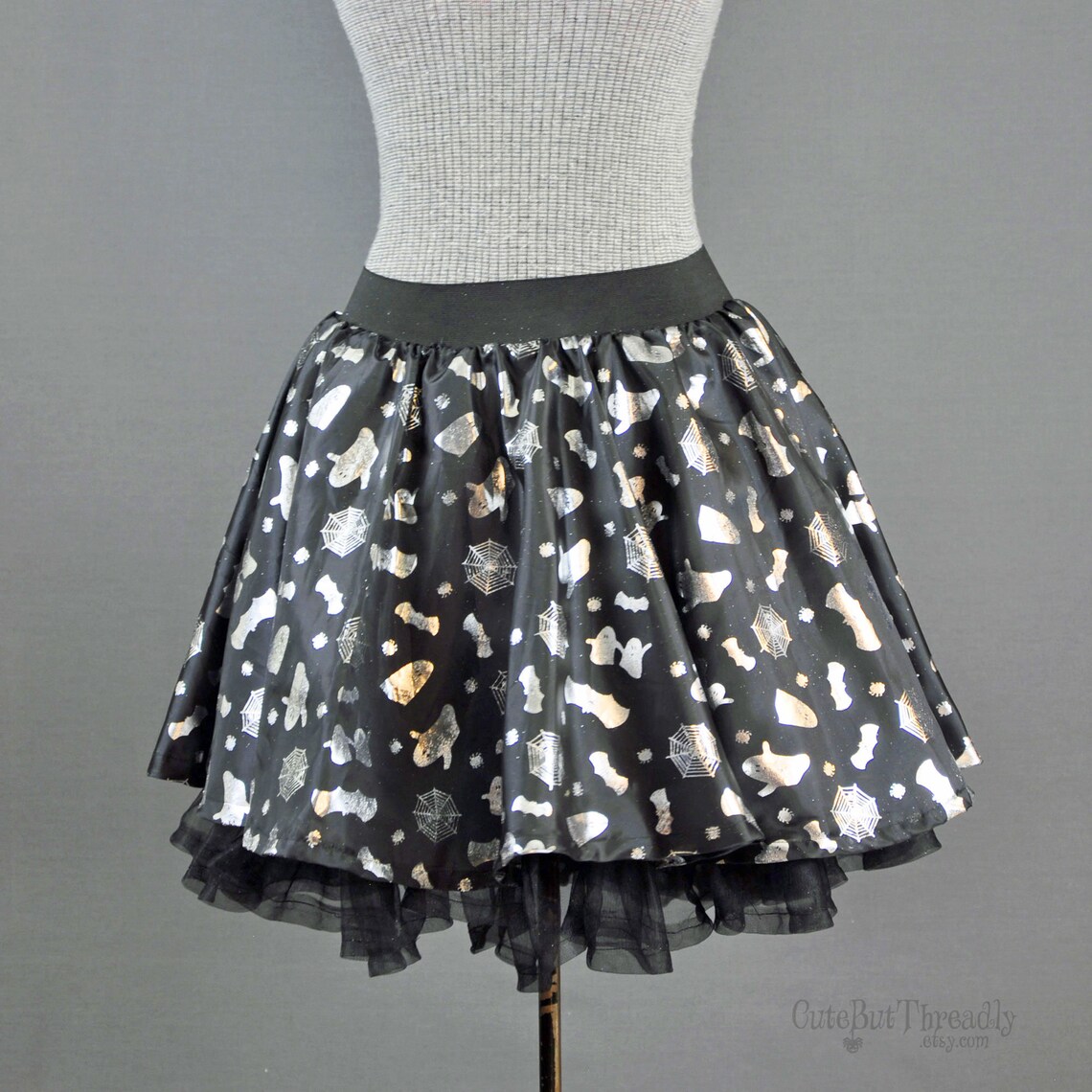 Spooky Ghost Mini Circle Skirt Halloween Skirt Black and Etsy