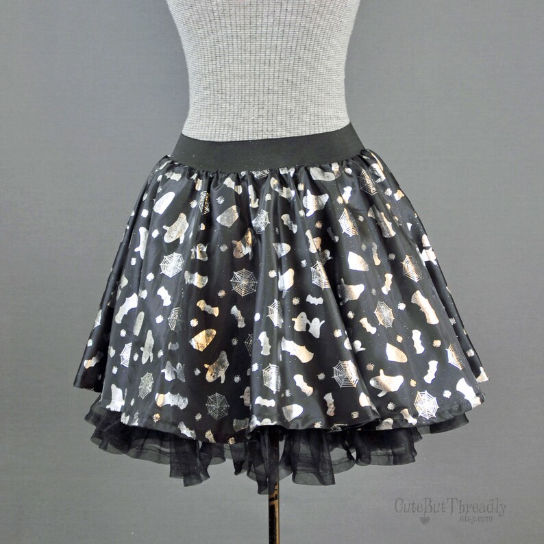 Spooky Ghost Mini Circle Skirt Halloween Skirt Black and Etsy