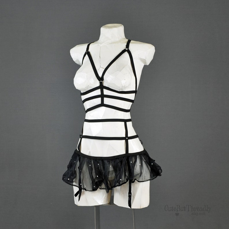 Gothic Faerie Garter Belt Strappy Garter Belt With Tutu Etsy