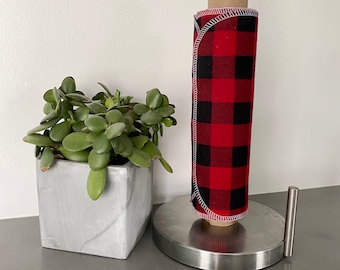 1 Ply Un-Paper Towels, Reusable Paper Towels, Red Buffalo Check