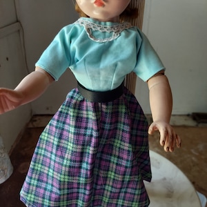Madame Alexander Cissy and friends Plaid and Aqua dress