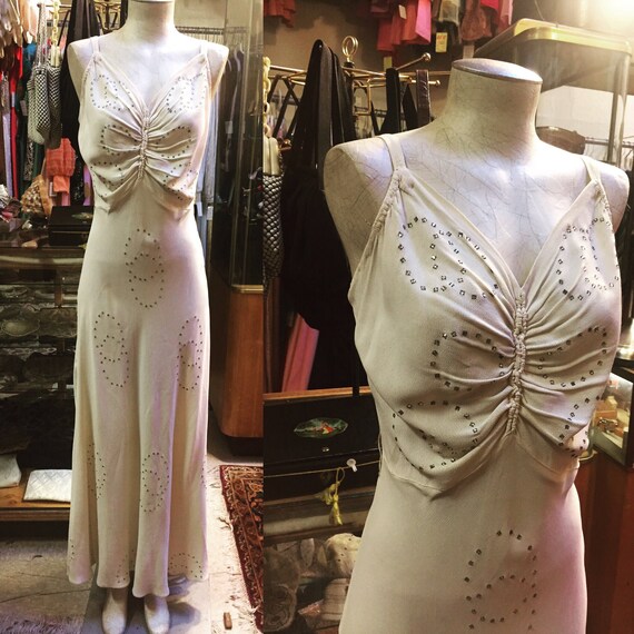 Gorgeous Cream-colored Rayon Crepe Bias cut Gown