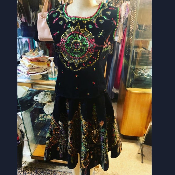 1950s hand-painted Mexican circle skirt set!