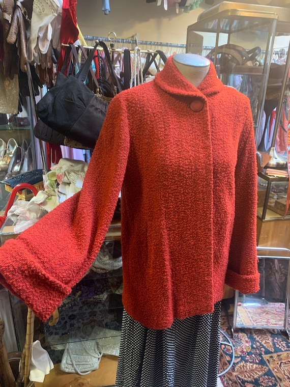 Floofy 1940s Coat IN Hot Orange/Red With Pleasing