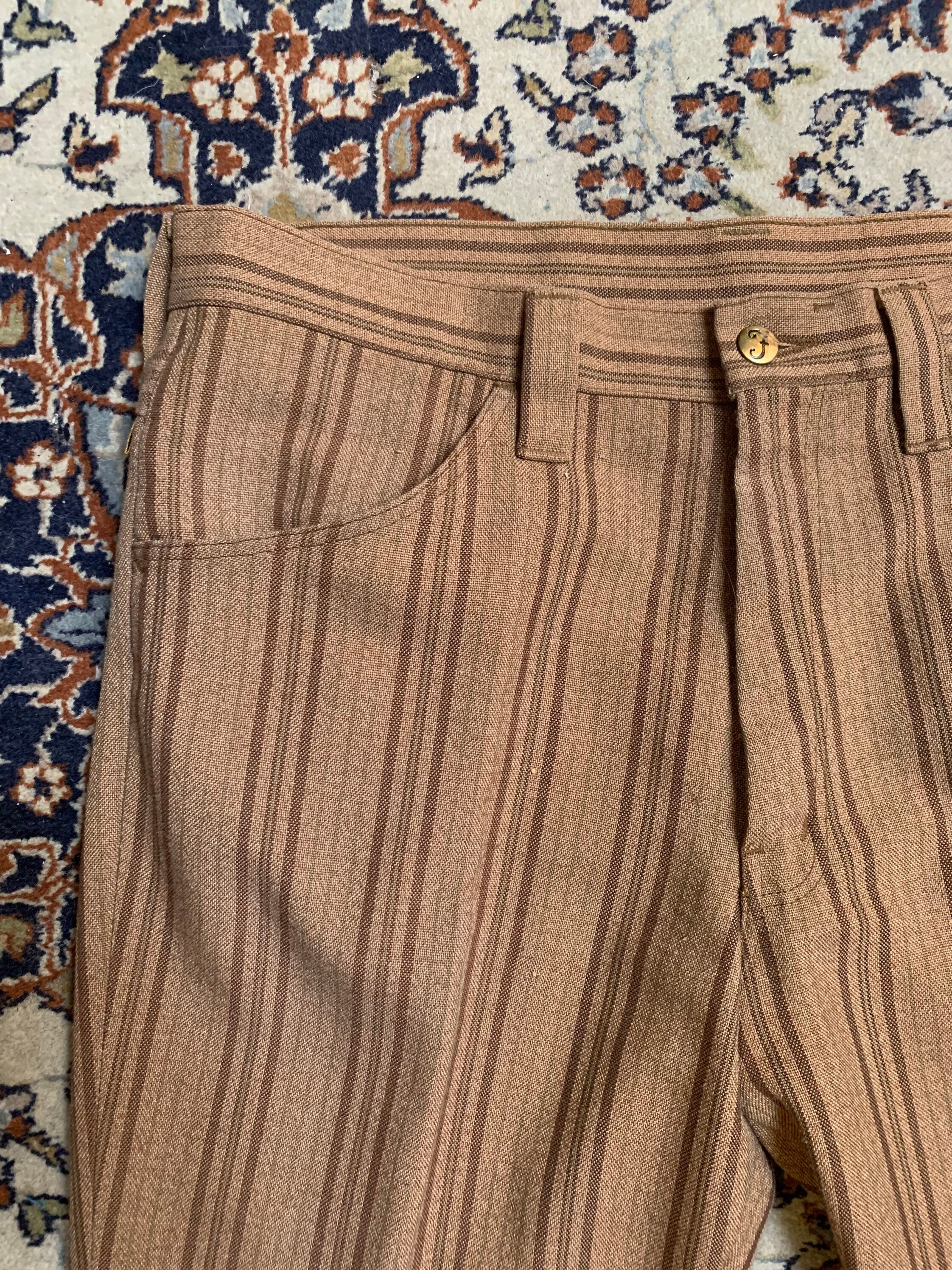 Cute 1980s era Farah striped pants in brown | Etsy