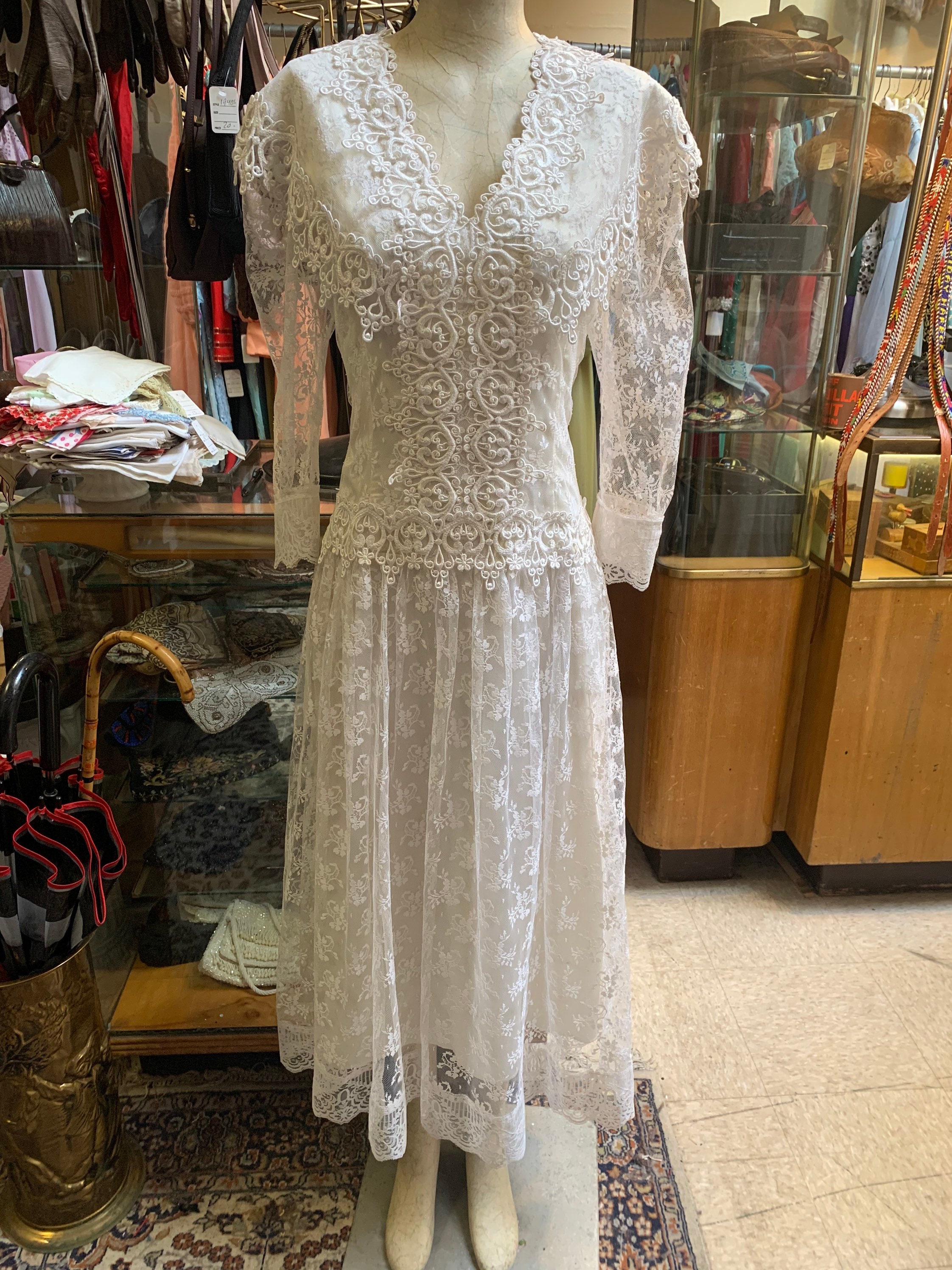 Pretty Jessica McClintock white lace dress 1990s does 1920s | Etsy