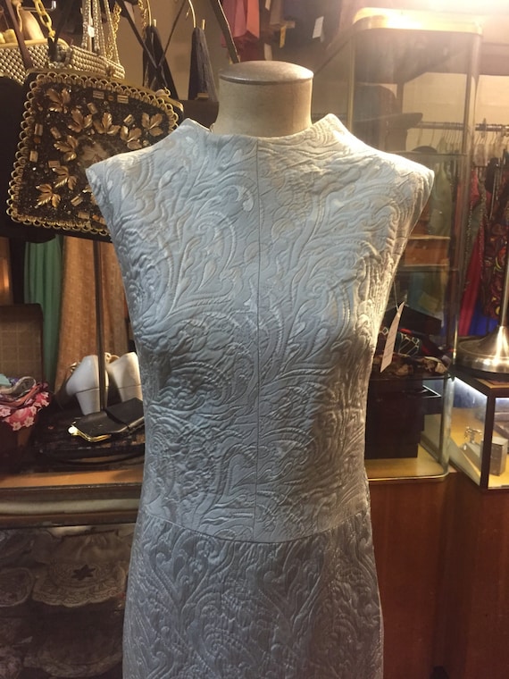 Beautiful ice blue quilted 1960s dress