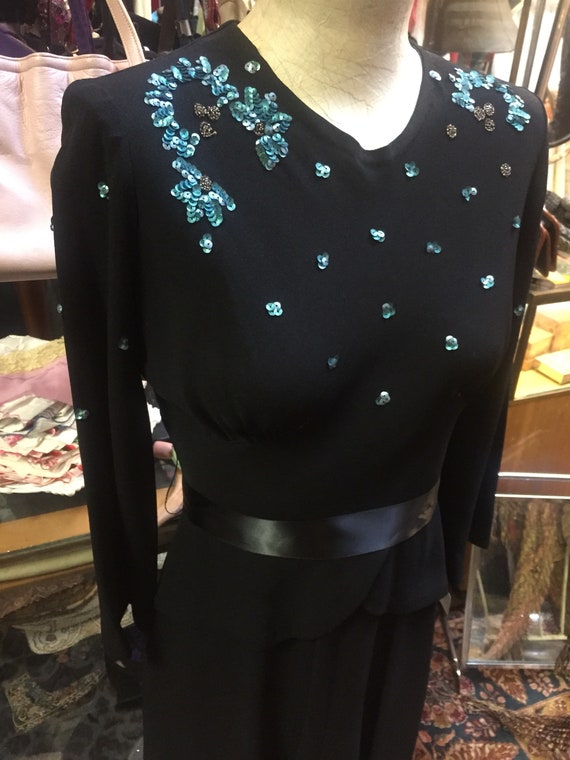 Pretty with a peplum: lovely 1940s sequined dress