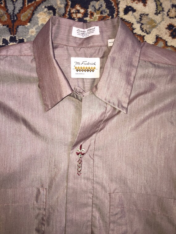 Lovely gray / lavender iridescent button-up shirt… - image 1