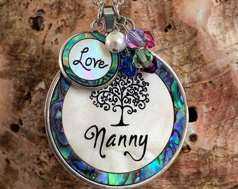 Nanny Necklace, Gift for Nanny, Gift for Grandma, Mother's Day Gift, New Grandma, New Mom, Personalizable Necklace. Mother of Pearl Shell