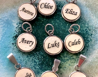 Custom Name Charm, Kid name, Grandkid name, Personalized necklace, Custom Charm Gift for Grandma, Gift for mom, New Mom Gift, 12mm charm