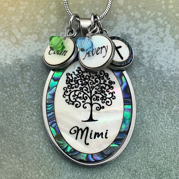 Mimi Necklace, Mimi Mother's day gift, Mimi Necklace add on birthstones, kids names add on, Mimi Necklace Personalized, Grandma jewelry