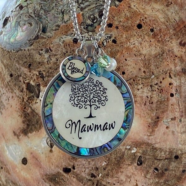 Mawmaw Necklace, Mother of pearl & Abalone Shell