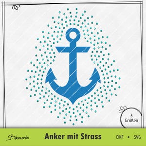 Anchor with Rhinestones SS10 Hotfix Rhinestones – 3 Sizes SVG DXF for Plotter Cutting File – Digital Instant Download by Biberwerke
