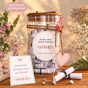 A Jar Full of Happy Thoughts – 50 Positive Message Cards, Labels & Gift Tag Printable