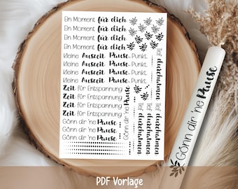 Candle Tattoo Template – 1 Take a break 1 | Printable PDF for DIY Candle Decorating - Biberwerke - digital instant download